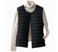 OVARA Puffer Gilet Women Lightweight Body Warmer Thermal Vest Ladies Sleeveless Down Quilted Jacket Button Up Round Neck Plain Casual Padded Gilets