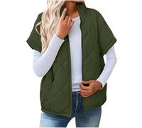 OVARA Quilted Gilets for Women Stand Collar Zip Up Padded Vest Ladies Body Warmer Short Sleeve Puffer Jacket Winter Outerwear Casual Thermal Gilets with Pockets