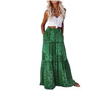 OVARA Summer Maxi Skirts for Women High Waisted Long Boho Skirt Elegant Flowy Tiered Gypsy Skirts Ladies Plain Full Length A Line Skirt for Casual Holiday Beach