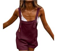 OVARA Women Short Dungarees Summer Casual Plain Bib Overalls Shorts Ladies Loose Comfy Short Jumpsuit Womens Fashion One Piece Romper Shorts for Daily Going Out Vacation