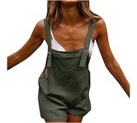 OVARA Women Short Dungarees Summer Casual Plain Bib Overalls Shorts Ladies Loose Comfy Short Jumpsuit Womens Fashion One Piece Romper Shorts for Daily Going Out Vacation
