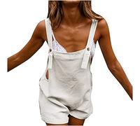 OVARA Women Short Dungarees Summer Casual Plain Bib Overalls Shorts Ladies Loose Comfy Short Jumpsuit Womens Fashion One Piece Romper Shorts for Daily Going Out Vacation