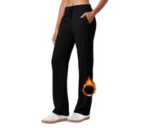 OVARA Women Straight Leg Joggers Plain Casual Warm Sweatpants Elasticated Waist Jogging Pants with Pockets Ladies Drawstring Tracksuit Bottoms for Daily Leisure Sports Black