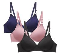 OVARA Women's Bras 3 Pack Ladies Non Wired Seamless Bras Comfortable Soft Wireless Everyday Bras with Adjustable Straps Wirefree Stretch Super Comfort Bra for Women