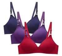 OVARA Women's Bras 3 Pack Ladies Non Wired Seamless Bras Comfortable Soft Wireless Everyday Bras with Adjustable Straps Wirefree Stretch Super Comfort Bra for Women