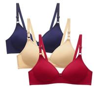 OVARA Women's Bras 3 Pack Ladies Non Wired Seamless Bras Comfortable Soft Wireless Everyday Bras with Adjustable Straps Wirefree Stretch Super Comfort Bra for Women