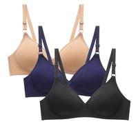 OVARA Women's Bras 3 Pack Ladies Non Wired Seamless Bras Comfortable Soft Wireless Everyday Bras with Adjustable Straps Wirefree Stretch Super Comfort Bra for Women