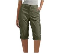 OVARA Women's Cargo Shorts Knee Length Casual Work Summer Shorts Ladies Pull On Short Chinos Walking Hiking Combat Trousers Plain Classic Fit Straight Leg Long Shorts