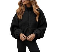 OVARA Womens Fleece Jacket Zip Up Teddy Coat Long Sleeve Warm Fluffy Sweatshirts Stand Collar Comfy Loose Fit Ladies Thermal Jackets for Casual Daily Outdoor