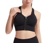 OVARA Womens Front Zip Sports Bra High Impact Wireless Push Up Bra Plus Size Seamless Supportive Full Coverage Gym Running Bras Ladies Stretch Activewear Bralettes