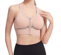 OVARA Womens Front Zip Sports Bra High Impact Wireless Push Up Bra Plus Size Seamless Supportive Full Coverage Gym Running Bras Ladies Stretch Activewear Bralettes