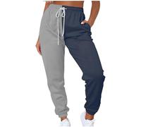 OVARA Womens Joggers Fashion Color Block Sweatpants Ladies Elastic Waisted Drawstring Jogging Bottoms with Pockets Activewear Stretch Tapered Pants for Running Sports Gym
