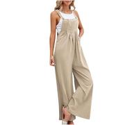 OVARA Women's Jumpsuits Wide Leg Overalls Sleeveless Casual Baggy Dungarees Solid Plain One Piece Playsuits Ladies Elegant Jump Suit with Pockets