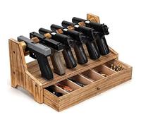 OVARIA Wood Gun Rack Holder with Drawer, Pistol Rack for Gun Safe, Handgun Gun Display Stand Gun Safe Accessories, Indoor Pistol Stand for Gun Cabinets, Desk, Night Stand (Size : Large)