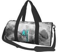 Ovarian Cancer Awareness American Flag Survivor Travel Luggage Duffel Bag Sports Rolling Foldable Duffel Bag, Marbling