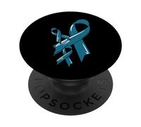 Ovarian Cancer Awareness Ribbon Fighter Motivation Chemo PopSockets Adhesive PopGrip