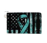 Ovarian Cancer U.S. Flag Custom Canvas Coin Purse Change Wallet Bag Small Makeup Bags for Men Women 7.5 X 4.6 Inch