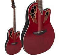 Ovation CE48-RR-G Celebrity Elite CE48 Super Shallow Electric Acoustic Guitar - Solid Spruce Top - Cutaway - Lyrachord Body - Ruby Red