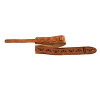 OVATION Guitar Strap Nylon - Premium Leather - Leaf Pattern - Multi-Soundhole Pattern - Padded - Leather Ends