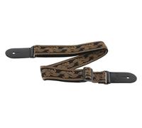 OVATION Nylon Guitar Strap - Signature “Leaf” - Padded guitar strap - 50 mm wide - Leather ends - Special glossy yarn/Shimmering design - Retro Copper - Black/Copper