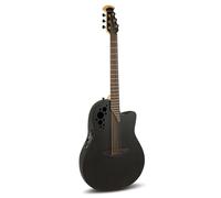 Ovation Pro Series Elite 1778TX Mid Cutaway Electric Acoustic Guitar - Solid A-Grade Sitka Spruce Top - Lyrachord Body - Adamas Nuova Coated Strings - Black Textured - 1778TX-5-G