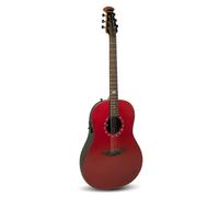 Ovation Pro Series Ultra 1516 Mid Non-Cutaway Electric Acoustic Guitar Solid A-Grade Spruce Top Mid-Depth Lyrachord Body with Soft Case UV Lacquer Metallic Effect Vampira Red 1516VRM-G