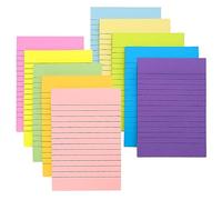 OVBOVA 10 Pads Lined Sticky Notes 4 in x 6 in 10 Bright Colors Self-Stick Notes, Rectangular Sticky Notes with Lines, 50 Sheets per Pad, 500 Sheets Total