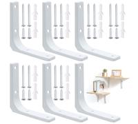 OVBOVA 6Pcs Shelf Brackets Shelf Support Wall Brackets for Shelves, 3.94 x 3.94 x 0.82 Inch White Metal L Bracket for Shelves for Garden Kitchen Living Room