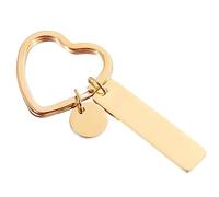 OVBOVA Heart Shape Keychain Stainless Steel Keyrings, Metal Heart Keychain with Tag, Key Tag Keyring Car Key Charm Pendant Keychains Gifts for Him Her Birthday Anniversary Valentine's Day