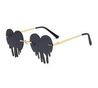 OVBOVA Love Drops Sunglasses, Fashion Rimless Heart Sunglasses, Heart Shaped Women Men Funny Festival Metal Frameless Punk Party Sun Glasses Summer Beach