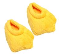 OVBOVA Unisex Soft Plush Duck Feet House Slippers, Animal Costume, Paw Claw Shoes, Winter Women Men Fluffy Slippers, Yellow, Size 3/9.5