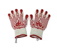 Ove Gloves mit BBQ Heat Proof Oven Mitts 11Inch 1472℉ guantes para Caliente Grill Proof Heat for Men Women BBQ Gloves Bake Gift Set Cooking Gloves for Cooking Grilling Baking Welding (White Red)