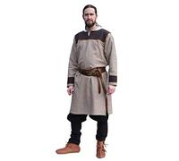 Ove - Viking Tunic with Herringbone Pattern - LARP Medieval Costume - Brown - L