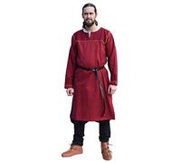Ove - Viking Tunic with Herringbone Pattern - LARP Medieval Costume - Wine Red - XL