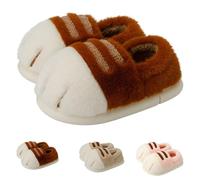 Oveallgo Cat Paw Slippers, Warm Winter Cozy Fuzzy Cat Paws Slippers for Women (brown, Adult, Women, 10.5, Numeric Range, UK Footwear Size System, 11, Wide)