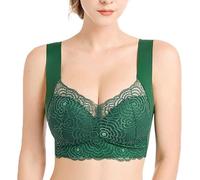 Oveallgo Comfit Bra, Comfort Original - Comfortable & Supportive Push Up Bra, Lace Classic Bras Without Underwire for Women, dunkelgrün, 3XL