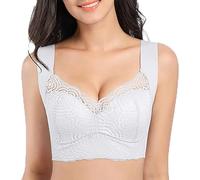 Oveallgo Comfit Bra, Comfort Original - Comfortable & Supportive Push Up Bra, Lace Classic Bras Without Underwire for Women, silver grey, 3XL
