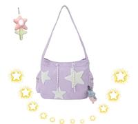 Oveallgo Messenger Bag Y2k, Solarix Crossbody Bag, Star Messenger Bag, Cute Kawaii Messenger Bag Canvas Crossbody Bag Aesthetic Shoulder Bag (Purple)