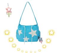 Oveallgo Messenger Bag Y2k, Solarix Crossbody Bag, Star Messenger Bag, Cute Kawaii Messenger Bag Canvas Crossbody Bag Aesthetic Shoulder Bag (Blue-B)