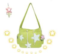 Oveallgo Messenger Bag Y2k, Solarix Crossbody Bag, Star Messenger Bag, Cute Kawaii Messenger Bag Canvas Crossbody Bag Aesthetic Shoulder Bag (Green)