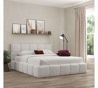 Ovella Cubed Upholstered Boucle Dove Bed DS Living Off White King