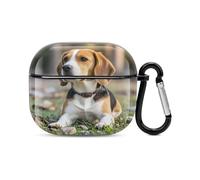 Ovely Pet Dog Beagle Bluetooth Earbuds Case Cover Full Body Shockproof Protection Hard Case Support Wireless Charging with Keychain Personalized Gift for AirPods 3