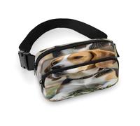 Ovely Pet Dog Beagle Fanny Pack Belt Bag with Adjustable Strap Fashion Waist Bag for Outdoor Sports Hiking, white, 20x13cm, Full Printed Waist Bag