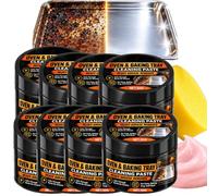 Oven and Baking Tray Cleaning Paste,Burnt On Grease Remover,Heavy Duty Grill Rack Cleaner,Kitchen Degreaser and Cleaner, Cookware Pan and Stainless Steel Cleaning Paste for Induction Hob 50g (8pcs)