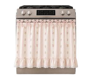 Oven Apron Curtain for Doors - 78 x 55 cm Country House Stove Apron with Lace and Ruffles, Handmade Oven Curtains | for Country House Kitchen, Stove Door, Cabinet, Dishwasher, Microwave Top, Camping