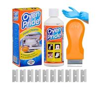 Oven Cleaner | Oven Pride Full Kit 500ml + Oven Scraper Tool None Scratch + 10 Spare Units | Includes Protective Gloves & Grill Rack Bags