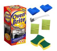 Oven Cleaning Kit Bundle with Rack Cleaning Bag, Gloves, Cloths & Non-Scratch Sponges - Includes Oven Brite Cleaner for Removing Grease & Burnt-On Residue