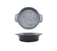 oven dish Baking Dish Ceramic Amphora Irregular Round Household Deep Vegetable Bowl Western Spaghetti baking tray(Gris)