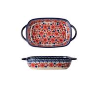 oven dish Taller and Deeper Handle Bowl Vintage Ceramic Tableware Home Salad Heat-resistant Baking Dish baking tray(19.5cm)