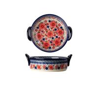 oven dish Taller and Deeper Handle Bowl Vintage Ceramic Tableware Home Salad Heat-resistant Baking Dish baking tray(18.5cm)